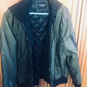 Men’s Bomber Jacket with Removable Hooded Inset. Color Olive size XXL